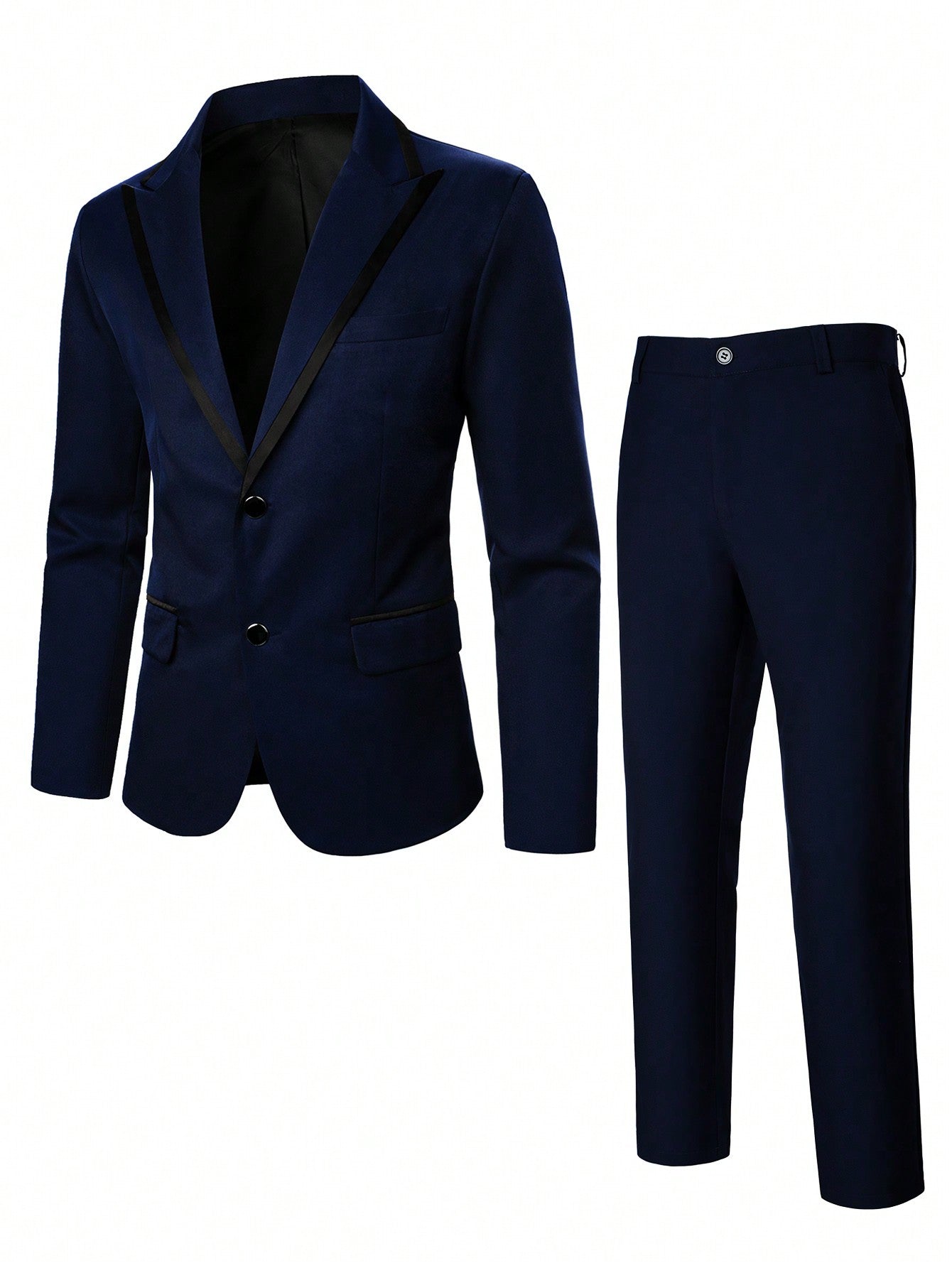 Manfinity Homme Men 1pc Contrast Trim Peak Lapel Blazer and 1pc Suit Pants Set