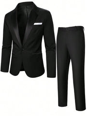 Manfinity Men Single Button Blazer & Suit Pants