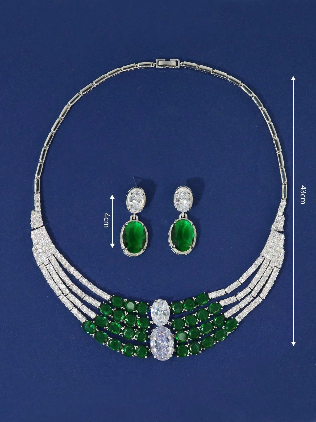 3pcs Cubic Zirconia Necklace Earring Set  Women Casual Party Jewelry Accessories for Wedding Banquet