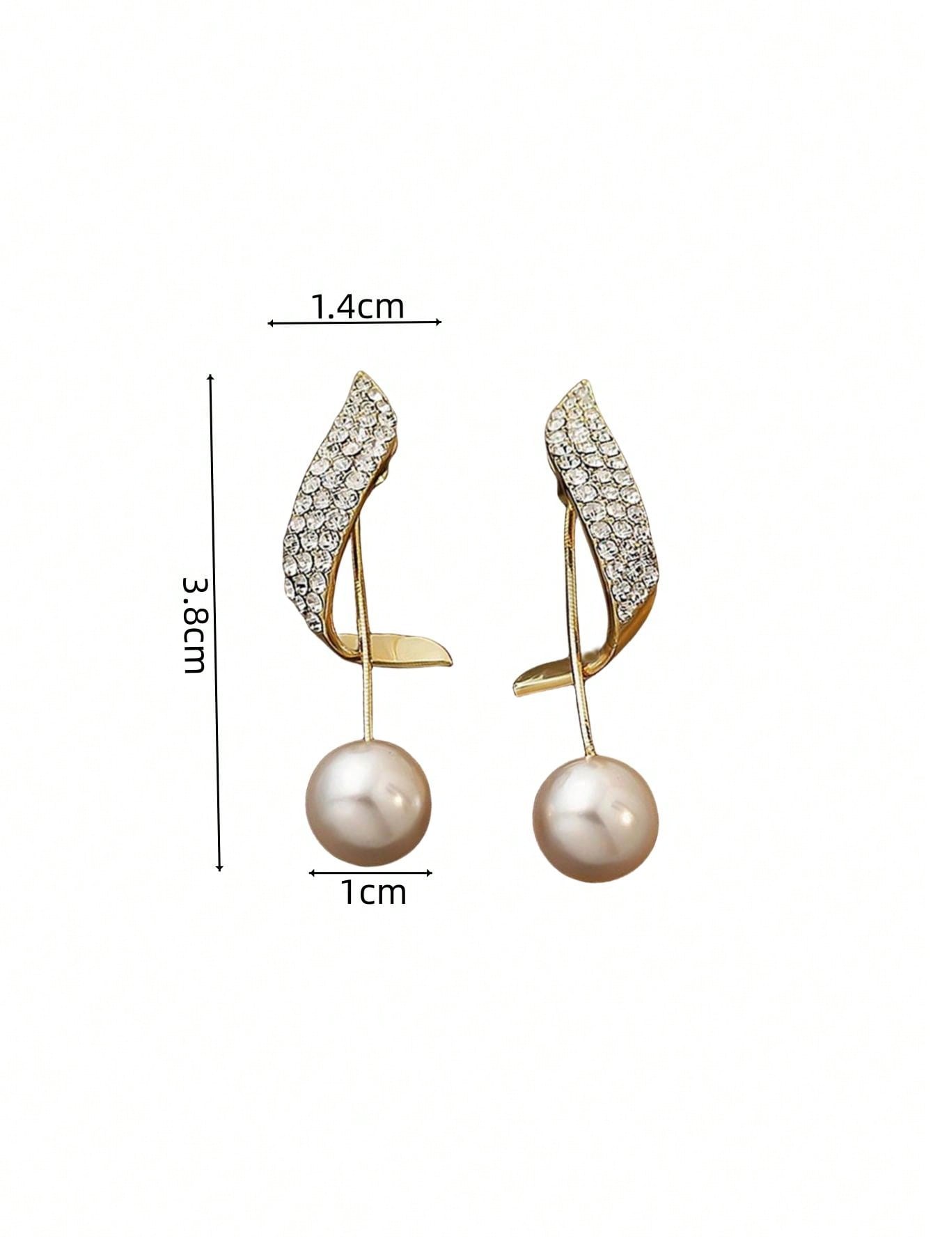 2pcs Elegant Pearl & Rhinestone Inlaid Long Earrings, European And American Fashion, Temperament Earring Accessories Suitable For Women's Daily Wear