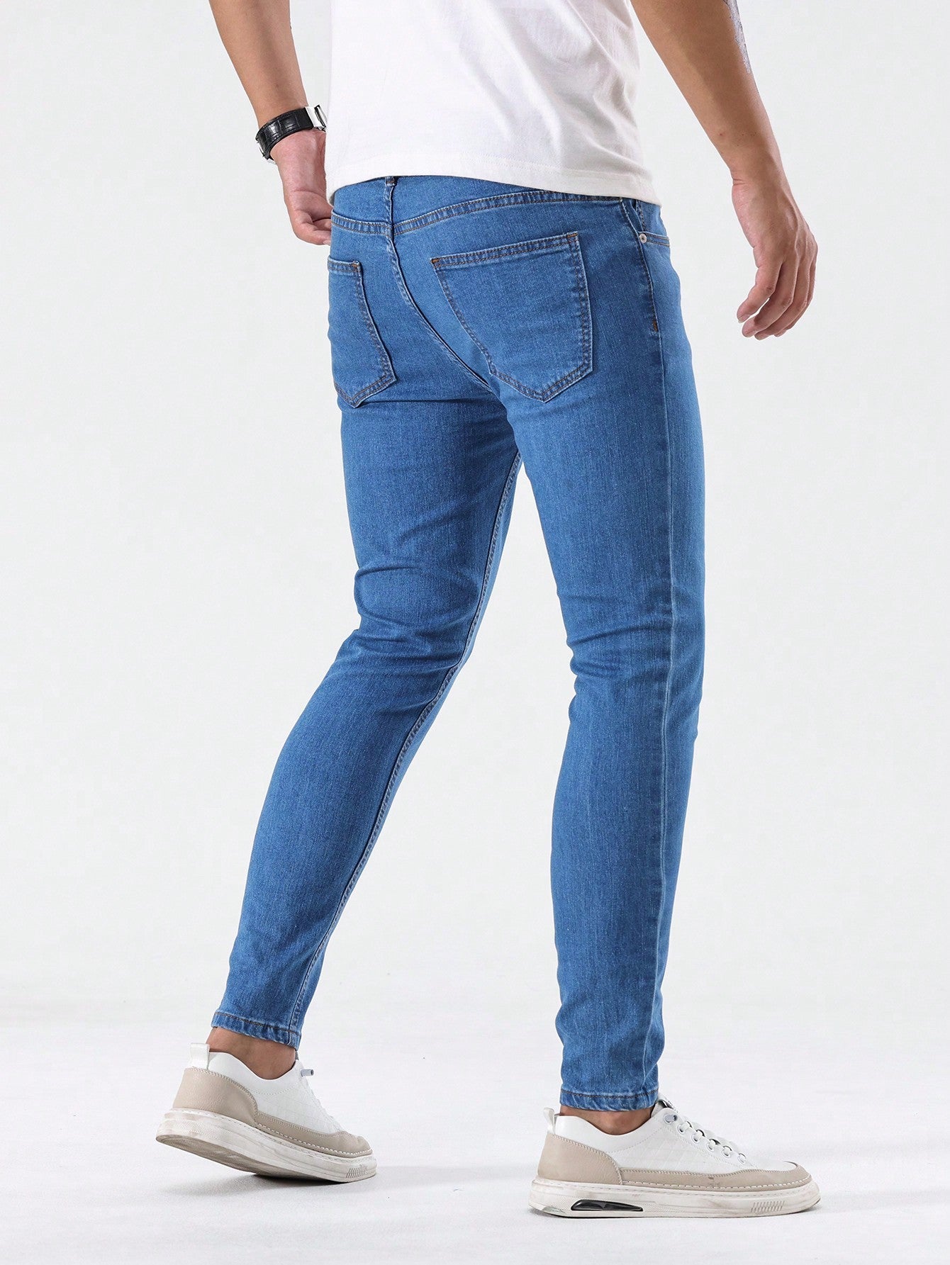 Manfinity Homme Men Contrast Stitch Skinny Jeans