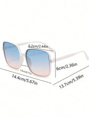 1pc Screw Frame Square Fashion Sunglasses With Gradient Lens, Random Glasses Pouch Packaging