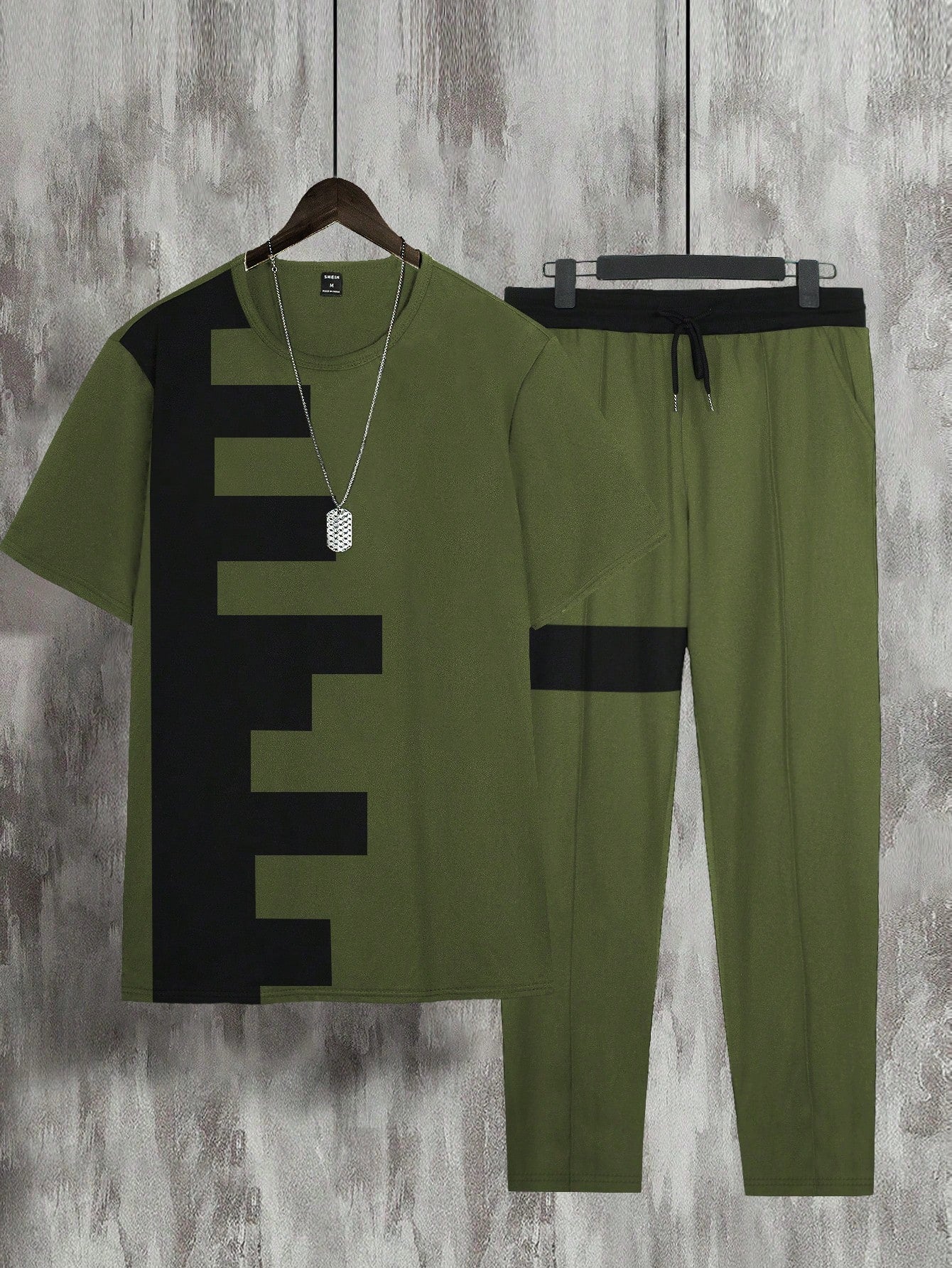 Manfinity Men Colorblock Tee & Drawstring Waist Sweatpants