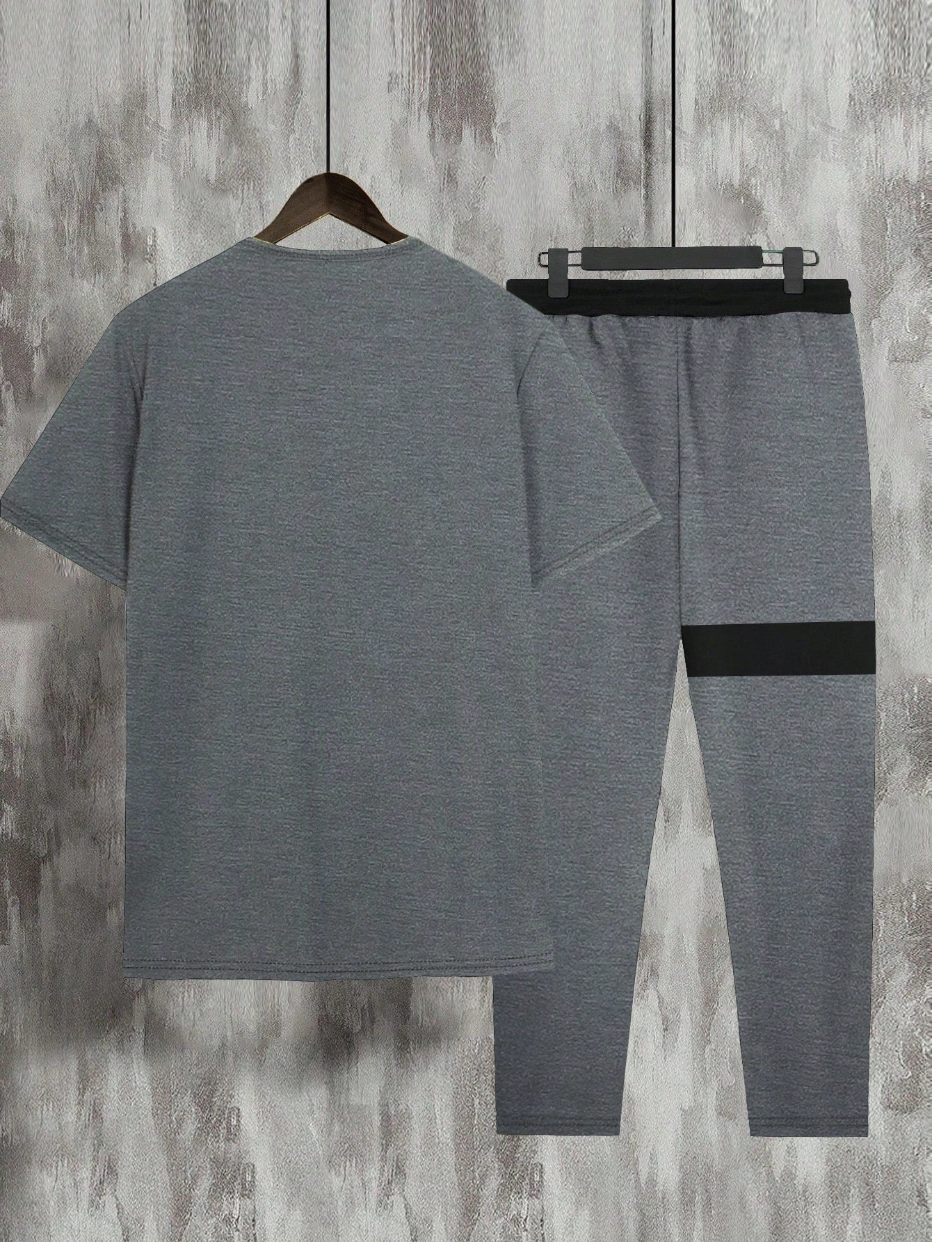 Manfinity Men Colorblock Tee & Drawstring Waist Sweatpants