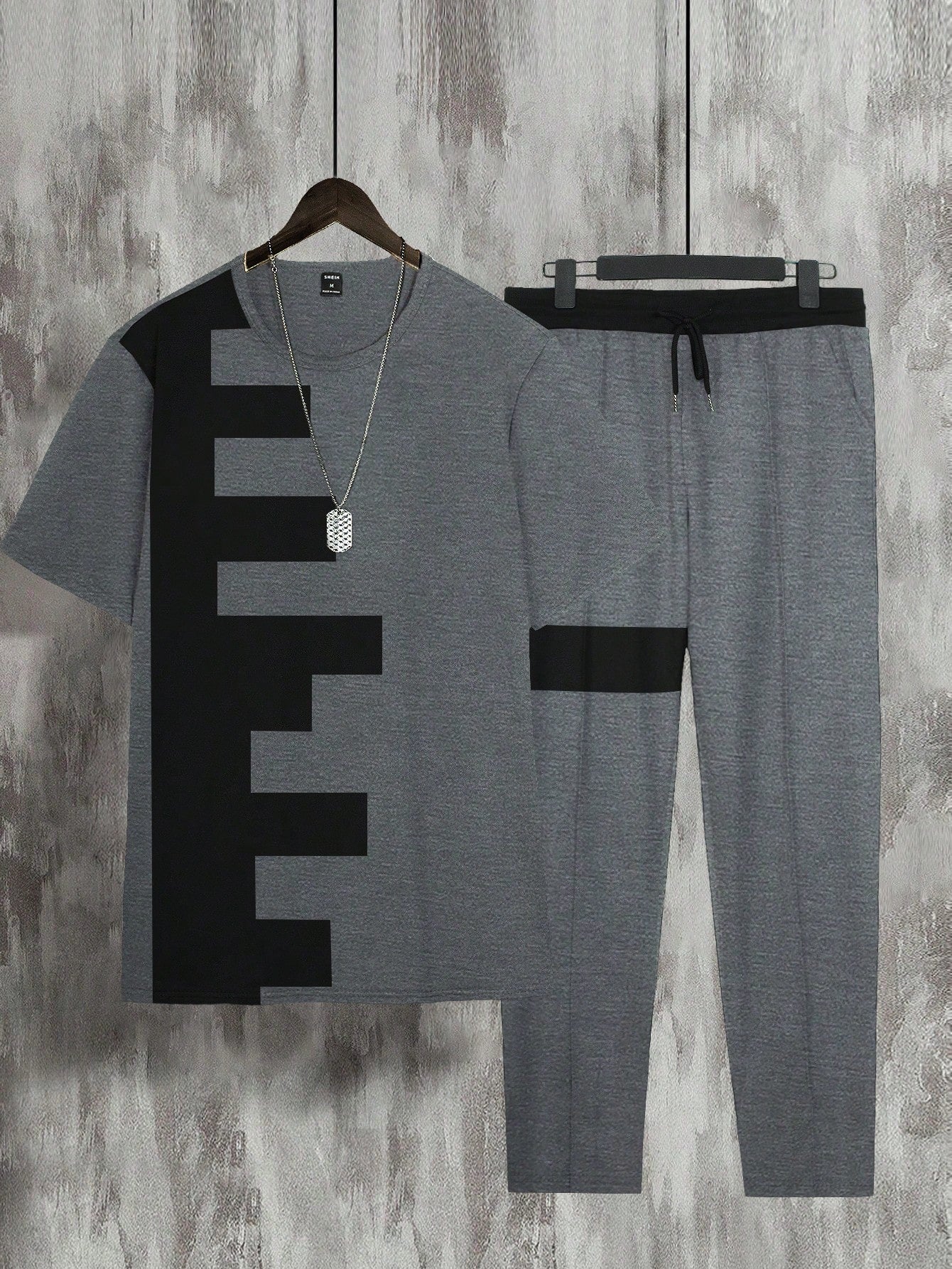 Manfinity Men Colorblock Tee & Drawstring Waist Sweatpants