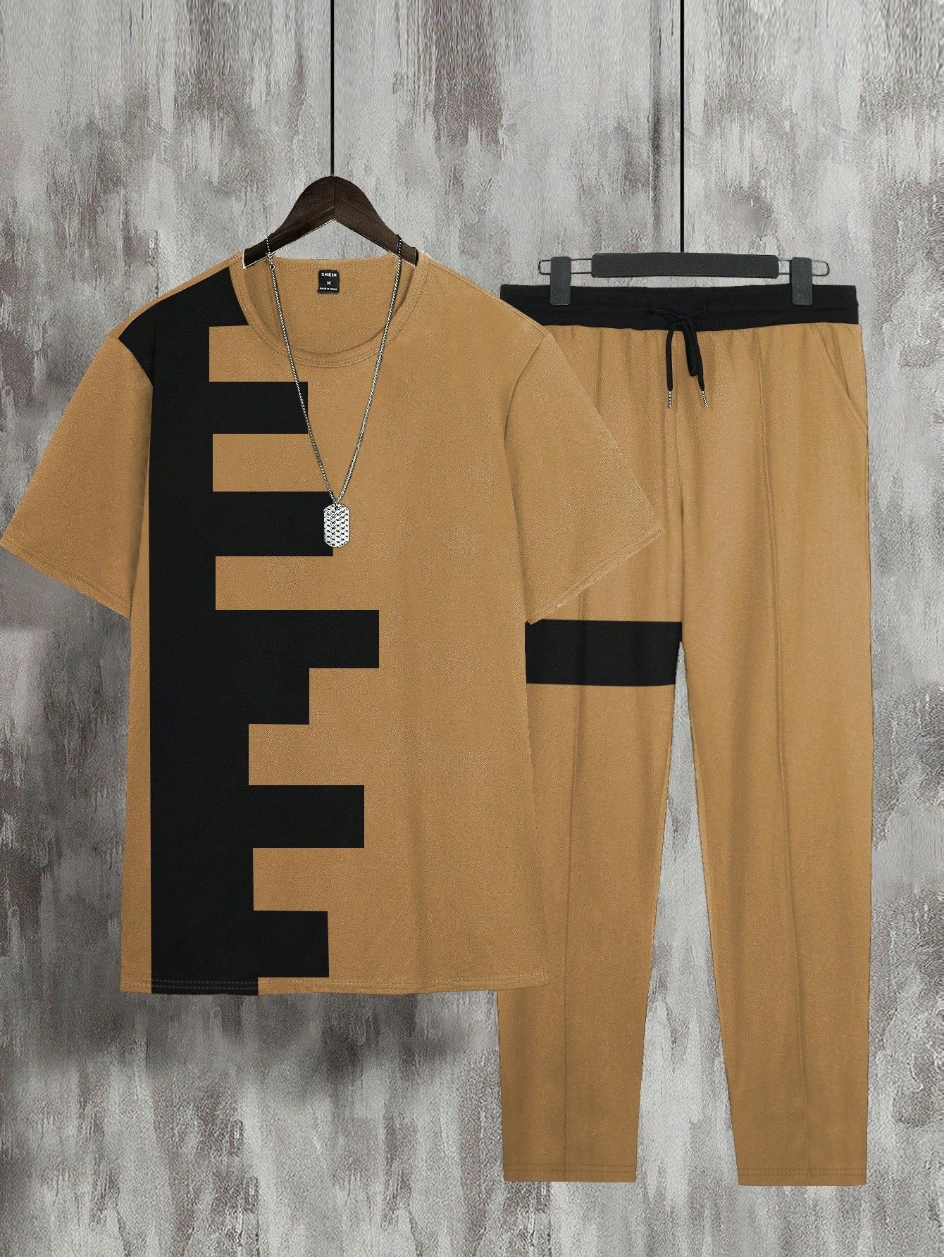 Manfinity Men Colorblock Tee & Drawstring Waist Sweatpants