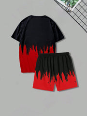 Manfinity LEGND Men Colorblock Tee & Drawstring Waist Shorts