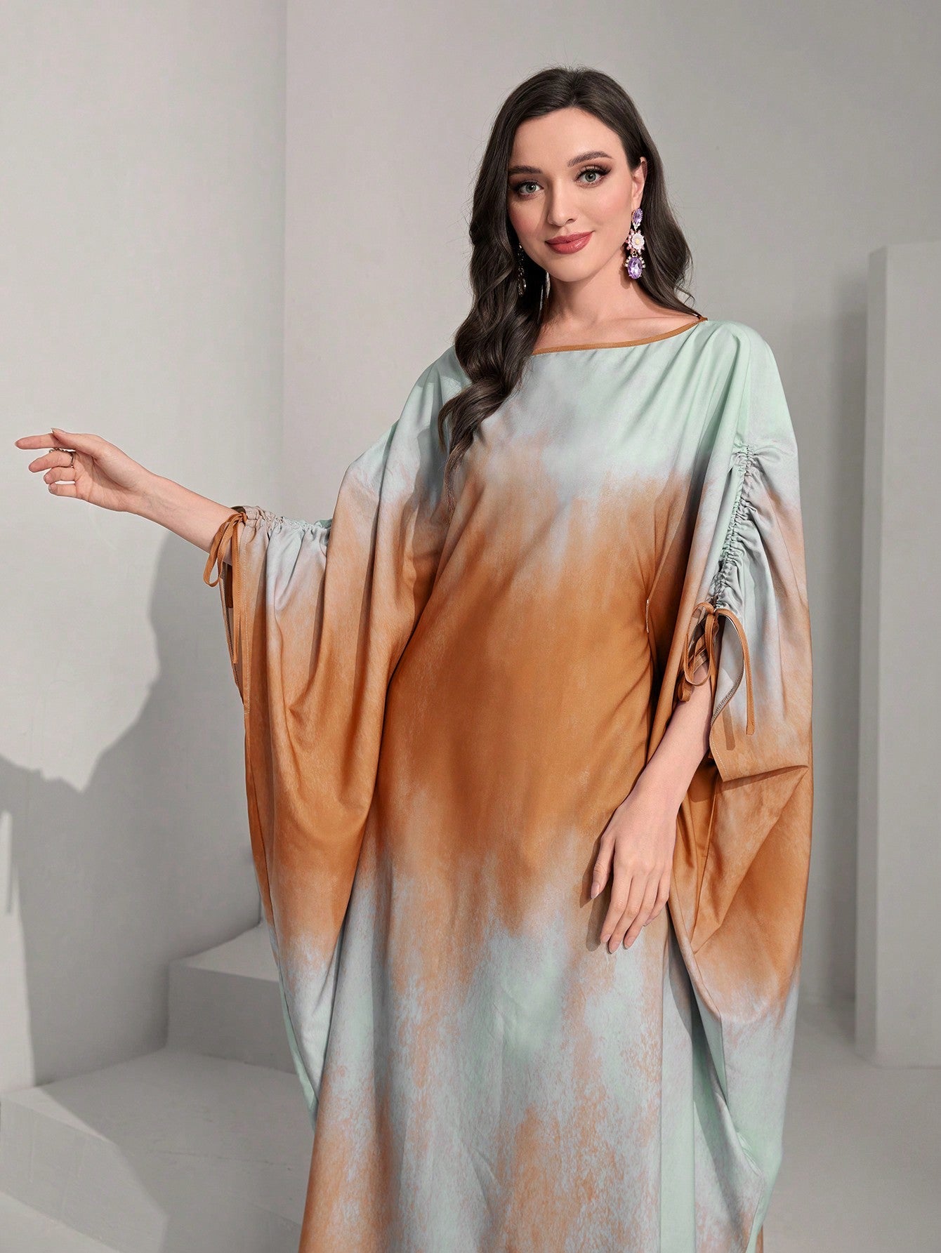 Najma Tie Dye Batwing Sleeve Kaftan