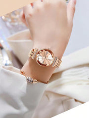 1pc Women's Rose Gold Alloy Band, Light Luxury, Classic And Trendy Swiss Round Wrist Watch From The Fresh Series, Suitable For Daily Decoration, Students And Workplace