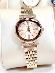 1pc Women's Rose Gold Alloy Band, Light Luxury, Classic And Trendy Swiss Round Wrist Watch From The Fresh Series, Suitable For Daily Decoration, Students And Workplace