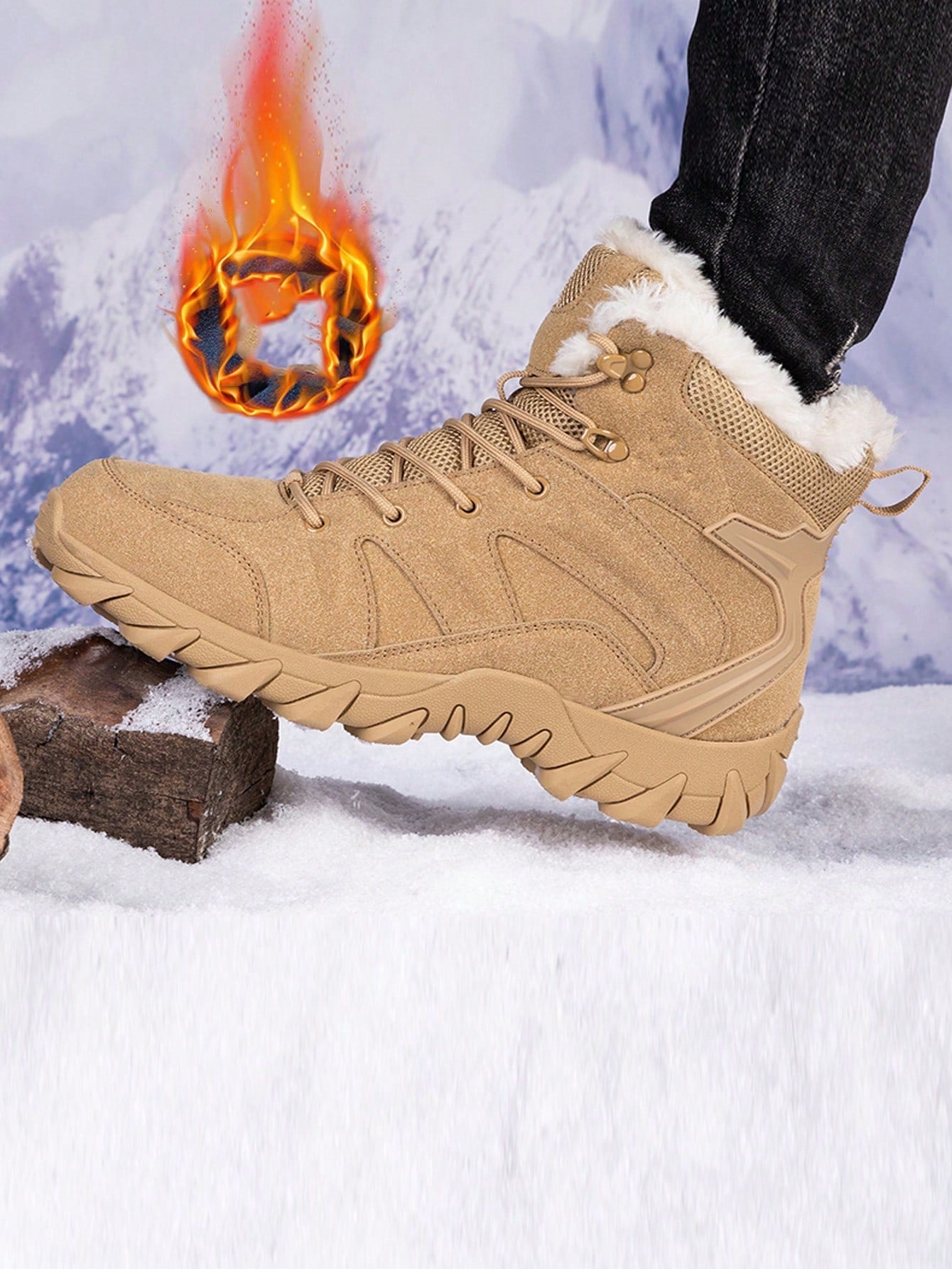 Men's Winter Warmth Snow Boots, Jungle Style, Wear-resistant