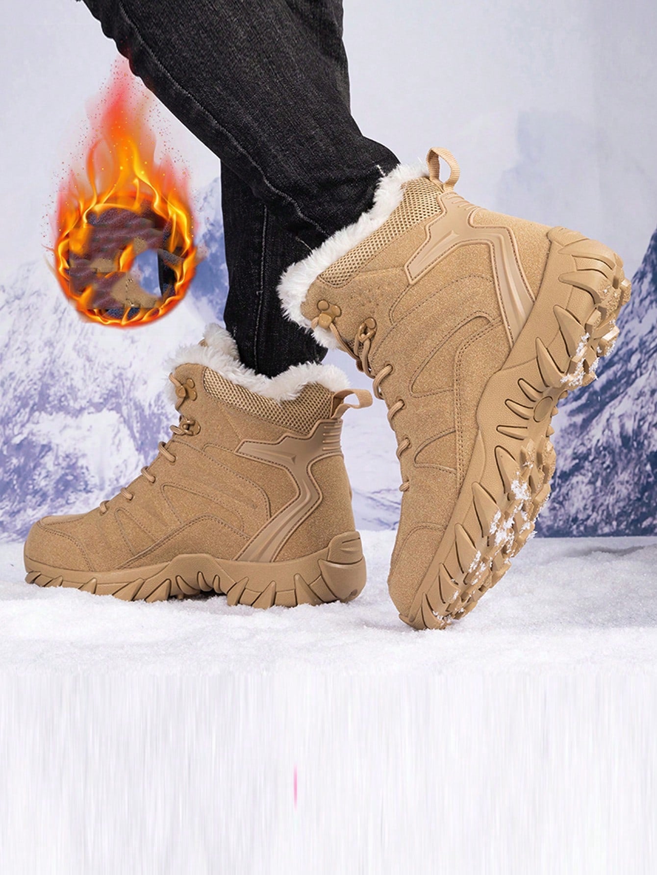 Men's Winter Warmth Snow Boots, Jungle Style, Wear-resistant