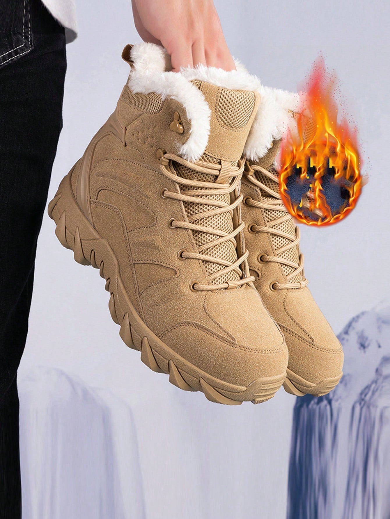 Men's Winter Warmth Snow Boots, Jungle Style, Wear-resistant