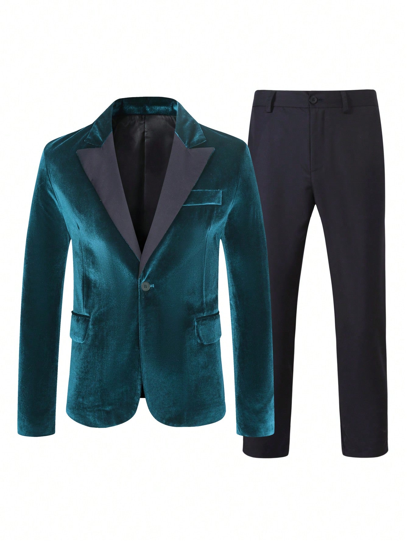 Manfinity Mode Men Contrast Panel Blazer & Suit Pants