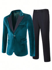 Manfinity Mode Men Contrast Panel Blazer & Suit Pants