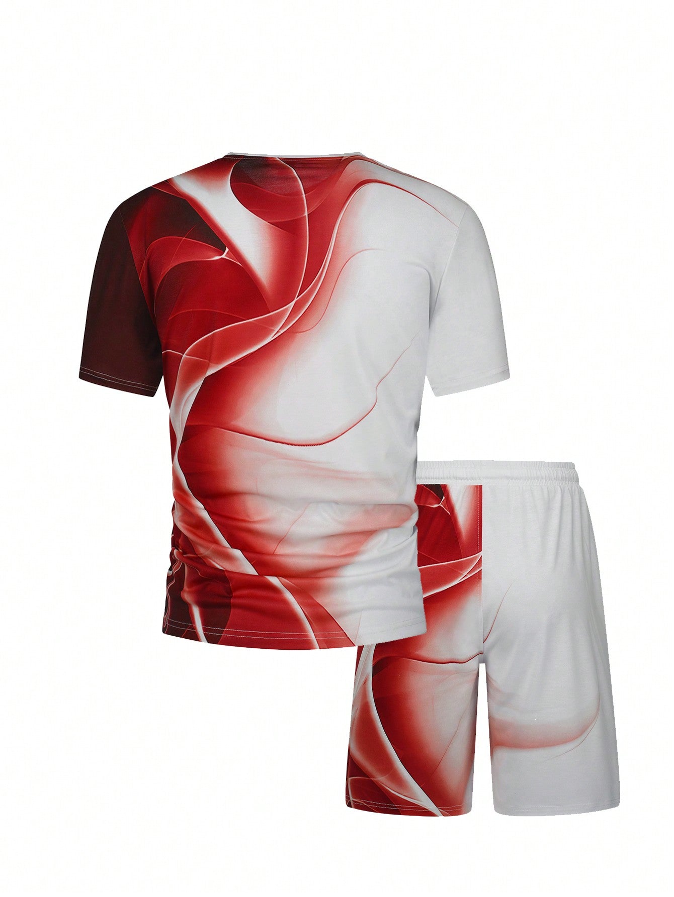 Manfinity Men Graphic Print Colorblock Tee & Drawstring Waist Shorts