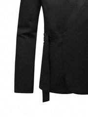 Manfinity Mode Men 1pc Buttoned Strap Side Wrap Blazer & 1pc Suit Pants