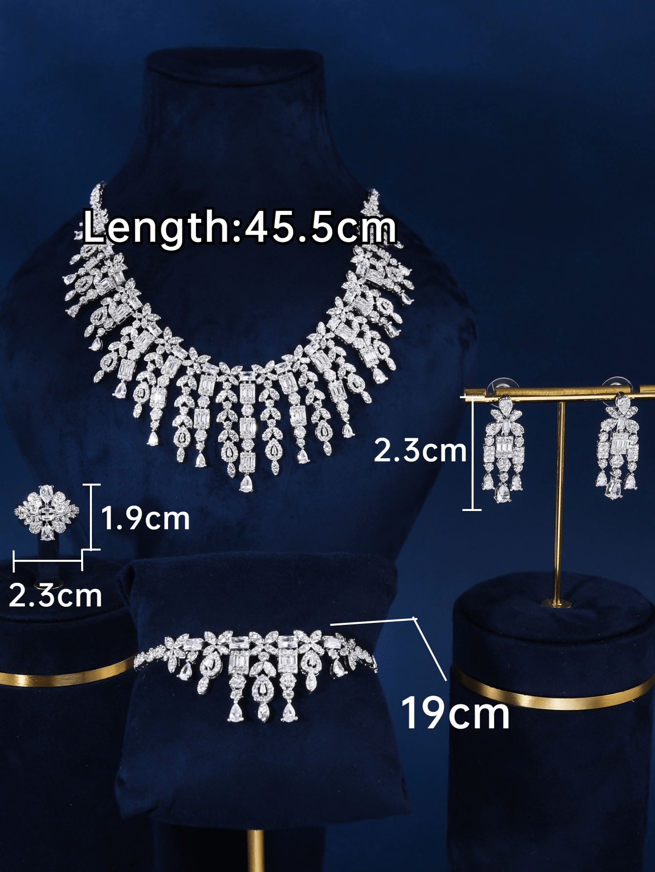 4pcs/set Luxury Banquet 3A Cubic Zirconia Decor Nigeria Bridal For Women Party  Dubai Necklace Bracelet Earringa Ring  Wedding Jewelry Set