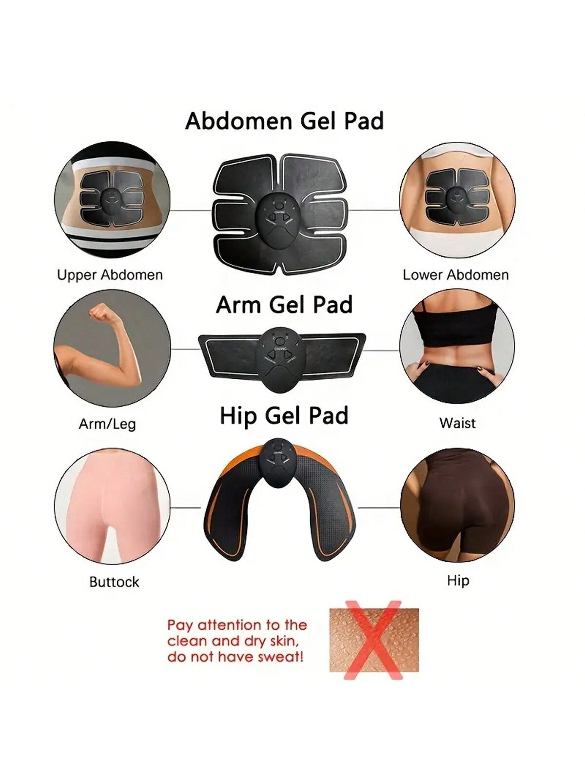 Hip Muscle Stimulator Fitness Lifting Buttock Abdominal Arms Legs Trainer Weight Loss  Slimming Massage With Gel Pads