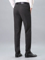 Men Solid Slant Pocket Suit Pants Without Belt