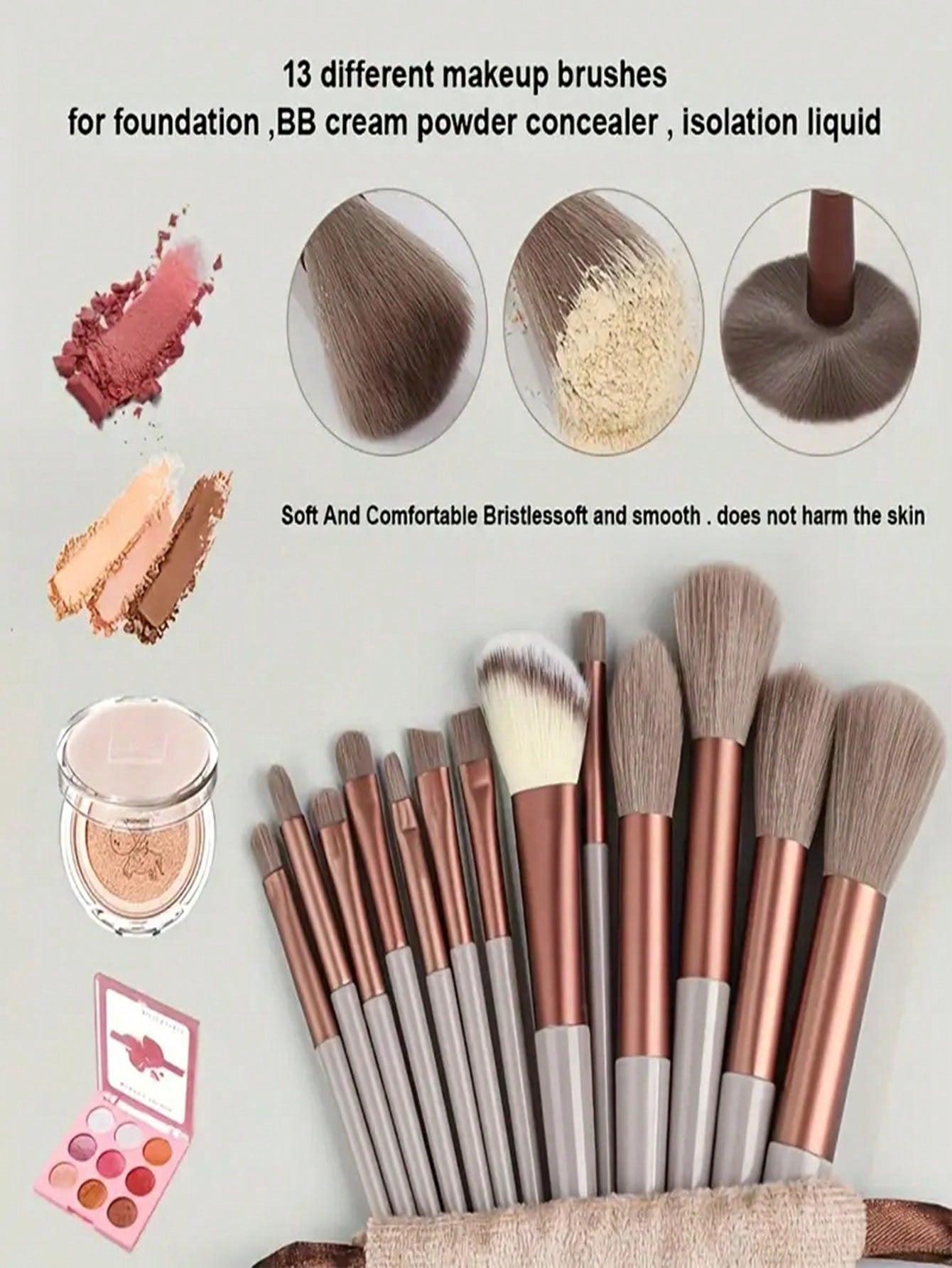 13pcs Violet Makeup Brush Set And Storage Bag Brush Bristles Soft 13 Blush Eyeshadow Concealer Foundation Loose Powder Highlighter Brush Eyebrow Brush Lip Brush Concealer Brush Beginner Makeup Kit Perfect Gift For Valentine'S Day