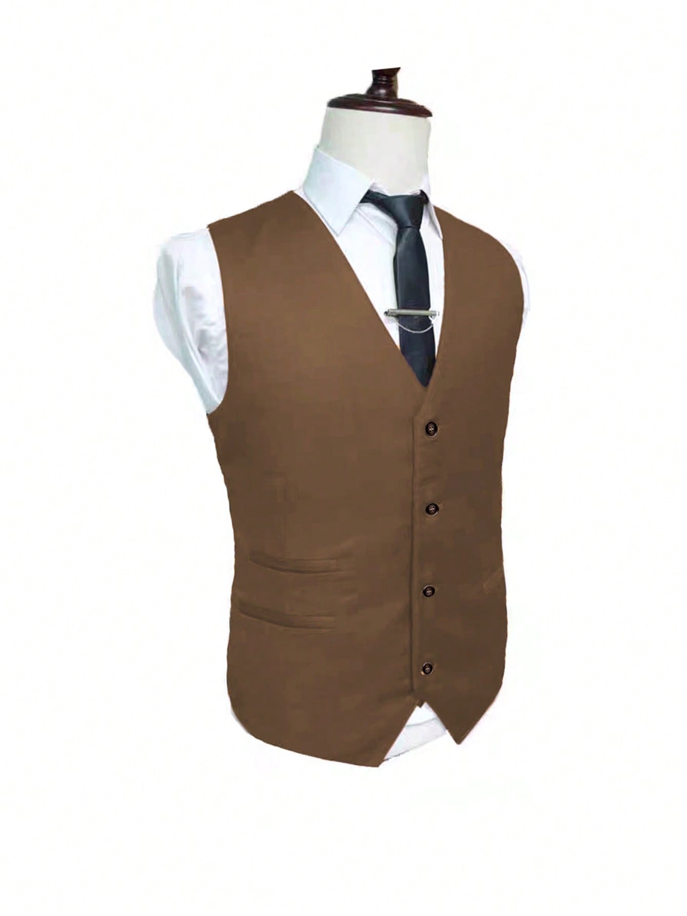 Manfinity Mode Men Adjustable Strap Back Button Up Waistcoat & Suit Pants Without Shirt