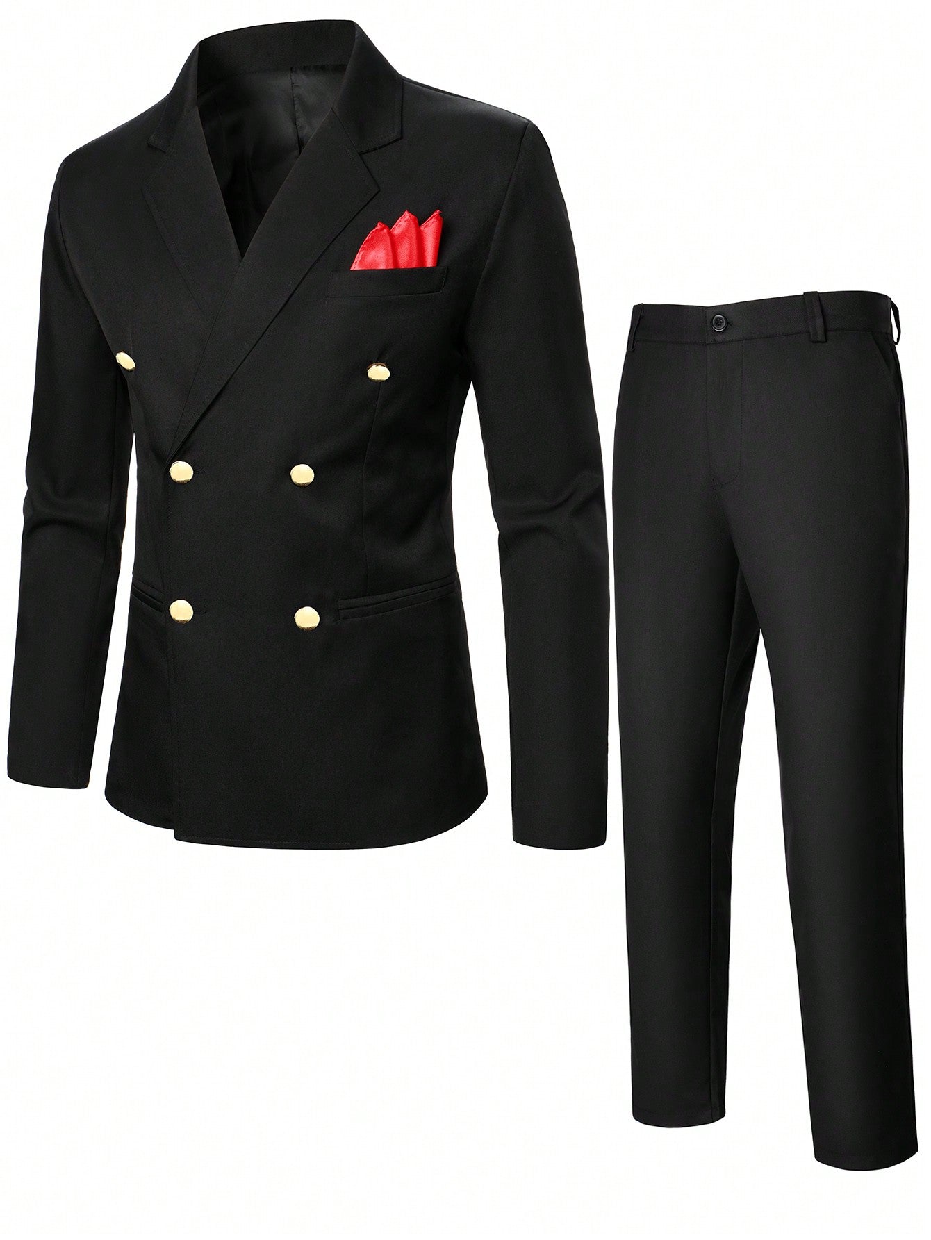 Manfinity Mode Men 1pc Double Breasted Blazer & 1pc Suit Pants