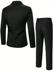 Manfinity Mode Men 1pc Double Breasted Blazer & 1pc Suit Pants