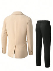 Manfinity AFTRDRK Men's Contrast Color Suit Blazer And Pants Set