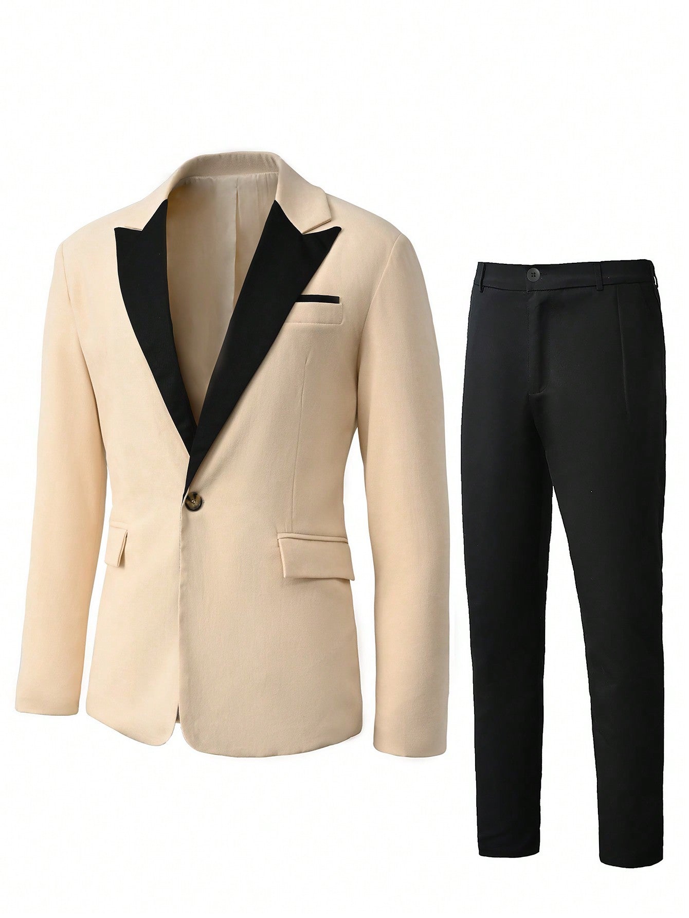 Manfinity AFTRDRK Men's Contrast Color Suit Blazer And Pants Set