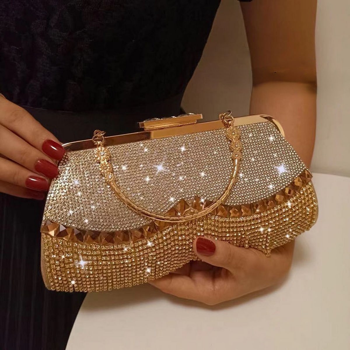 Women Banquet Handbags 2022 New Diamond-Studded Tassel Evening Bags Femme Wedding Purse Dress Beaded Party Clutch