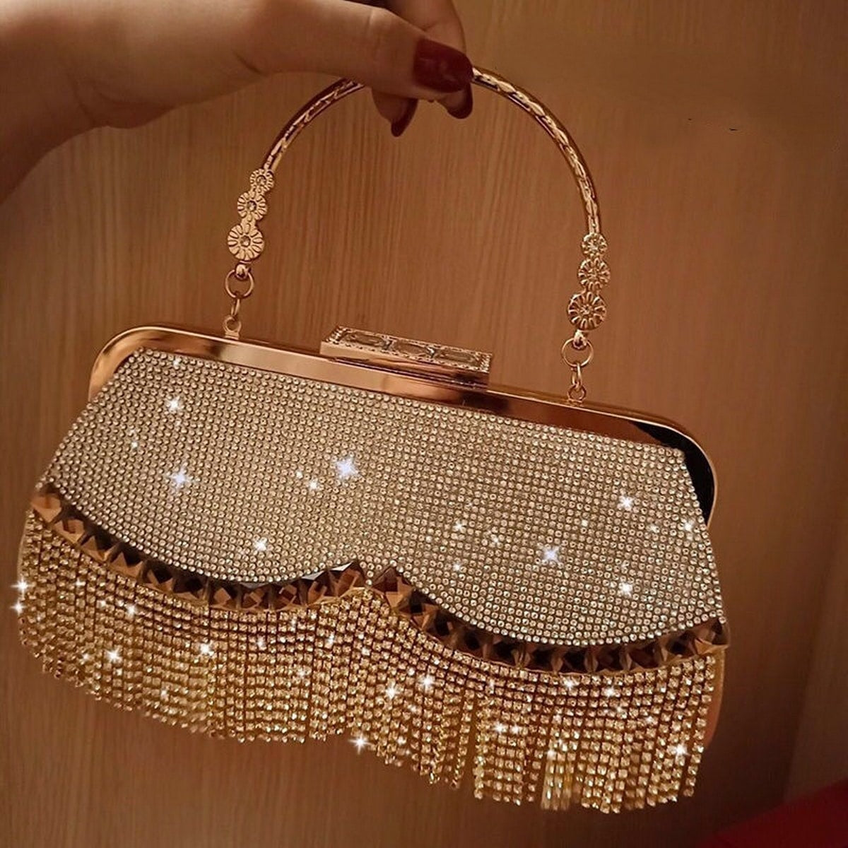 Women Banquet Handbags 2022 New Diamond-Studded Tassel Evening Bags Femme Wedding Purse Dress Beaded Party Clutch