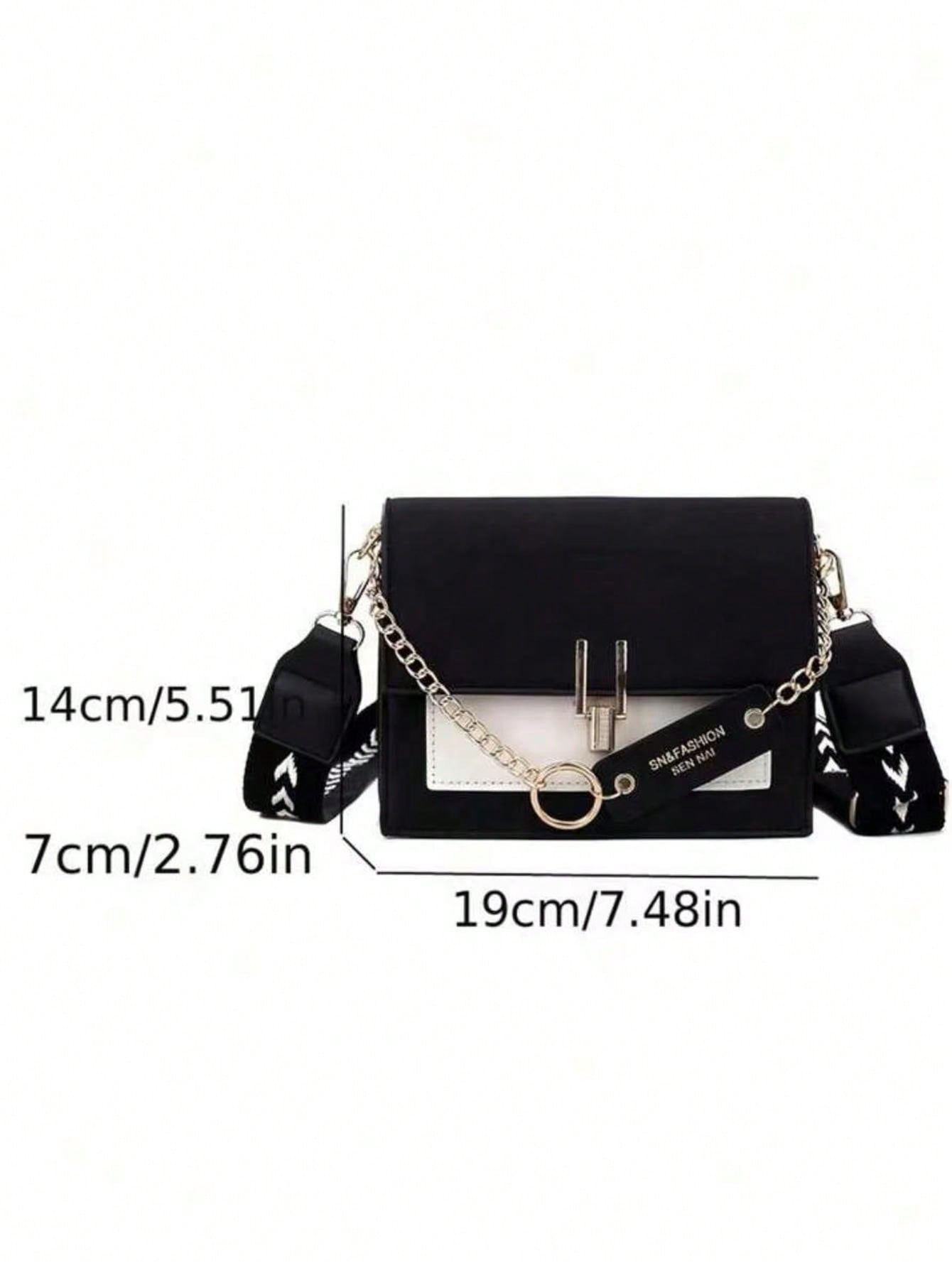 Trendy Flap Square Bag, Women's Fashion Pu Purse, Stylish Chain Decor Crossbody Bag