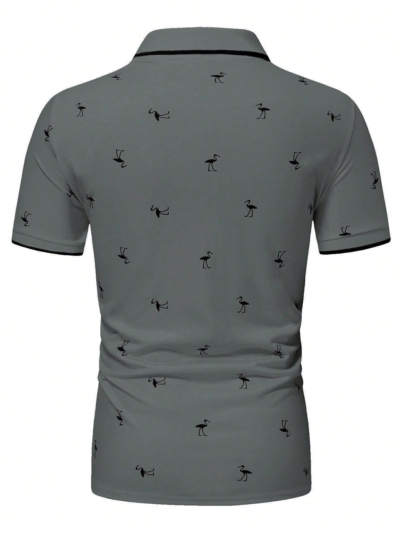 Manfinity RSRT Men Flamingo Print Contrast Trim Polo Shirt