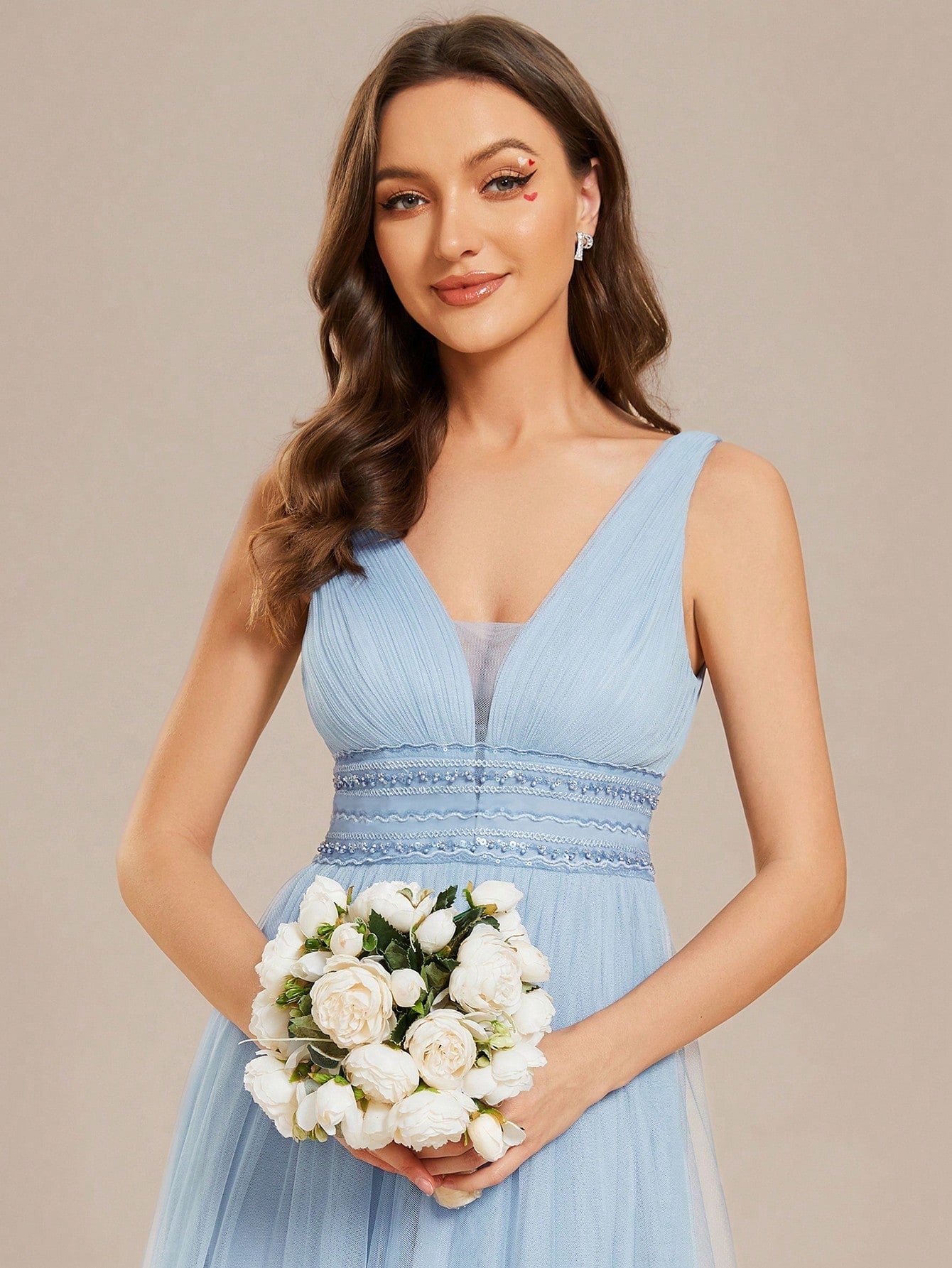 EVER-PRETTY Frill Trim Maxi Mesh Wedding Dress