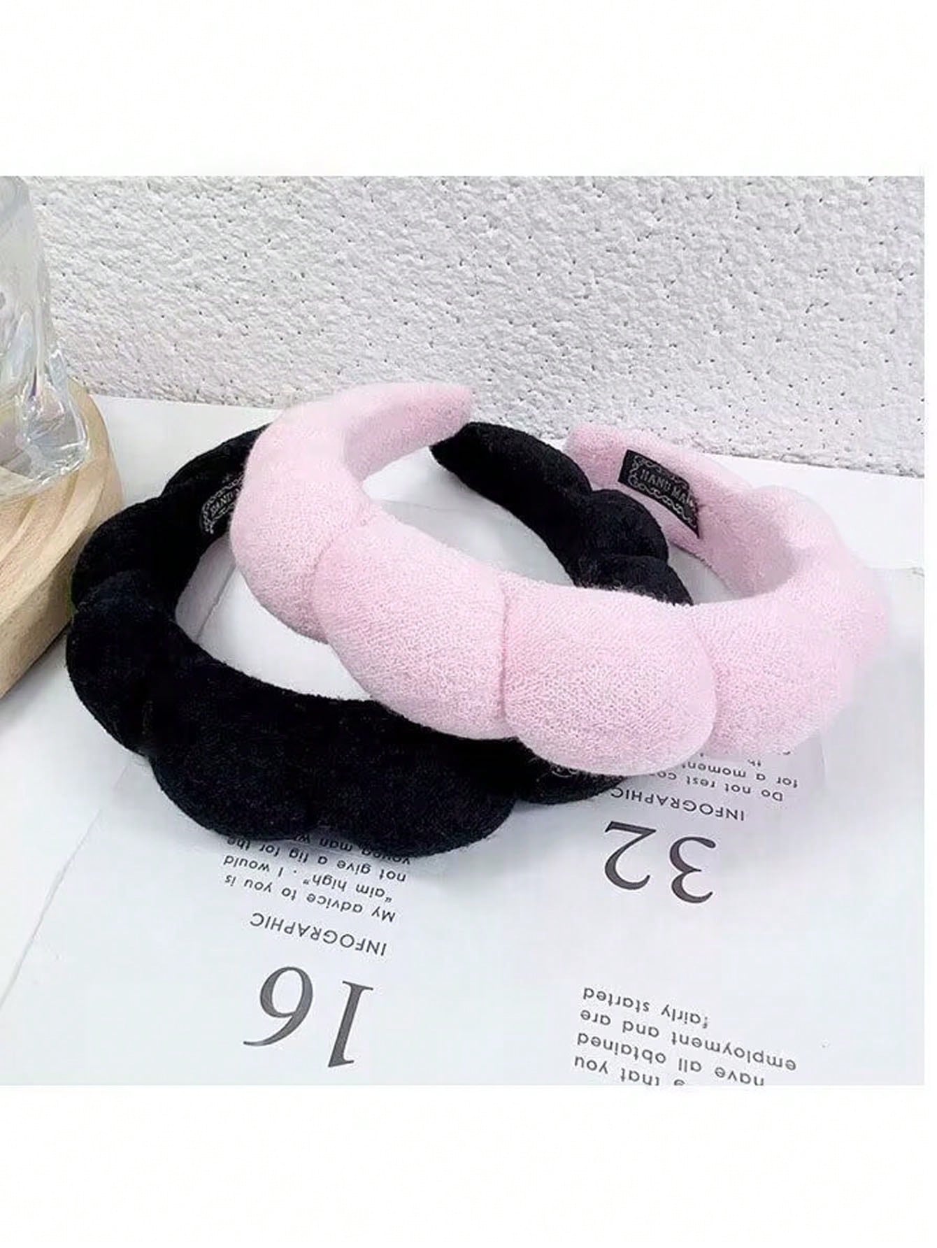 1 Pack Spa Headband Skincare Headbands, Makeup Headband Sponge Terry Cloth Headbands Face Wash Headband Puffy Hair Band for Washing Face Women Girls Black