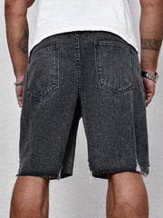 Manfinity Homme Men's Ripped Pocket Denim Shorts