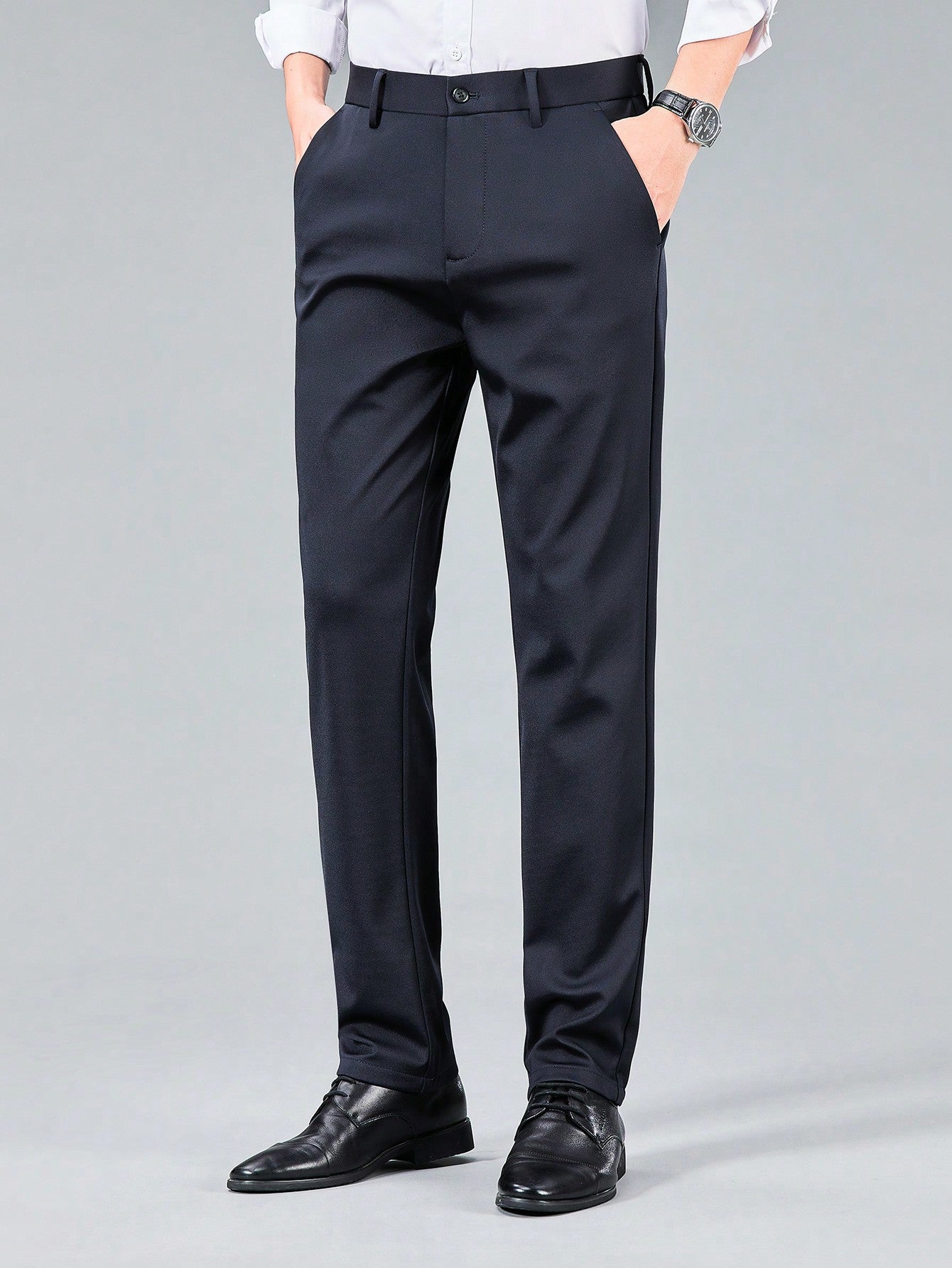 Men Slant Pocket Suit Pants Without Belt