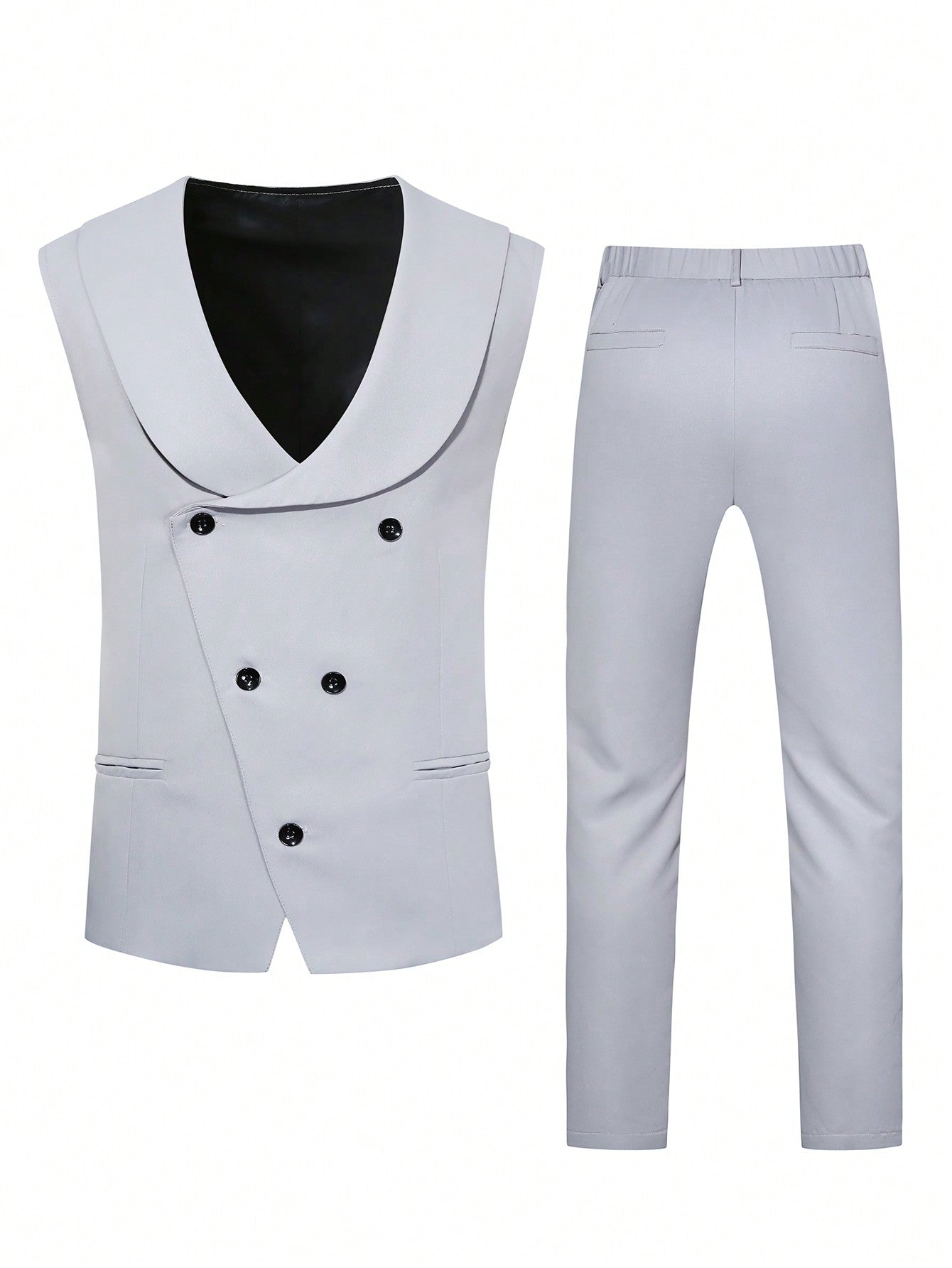 Manfinity Mode Men's Color Block Suit Jacket, Vest And Pants Set