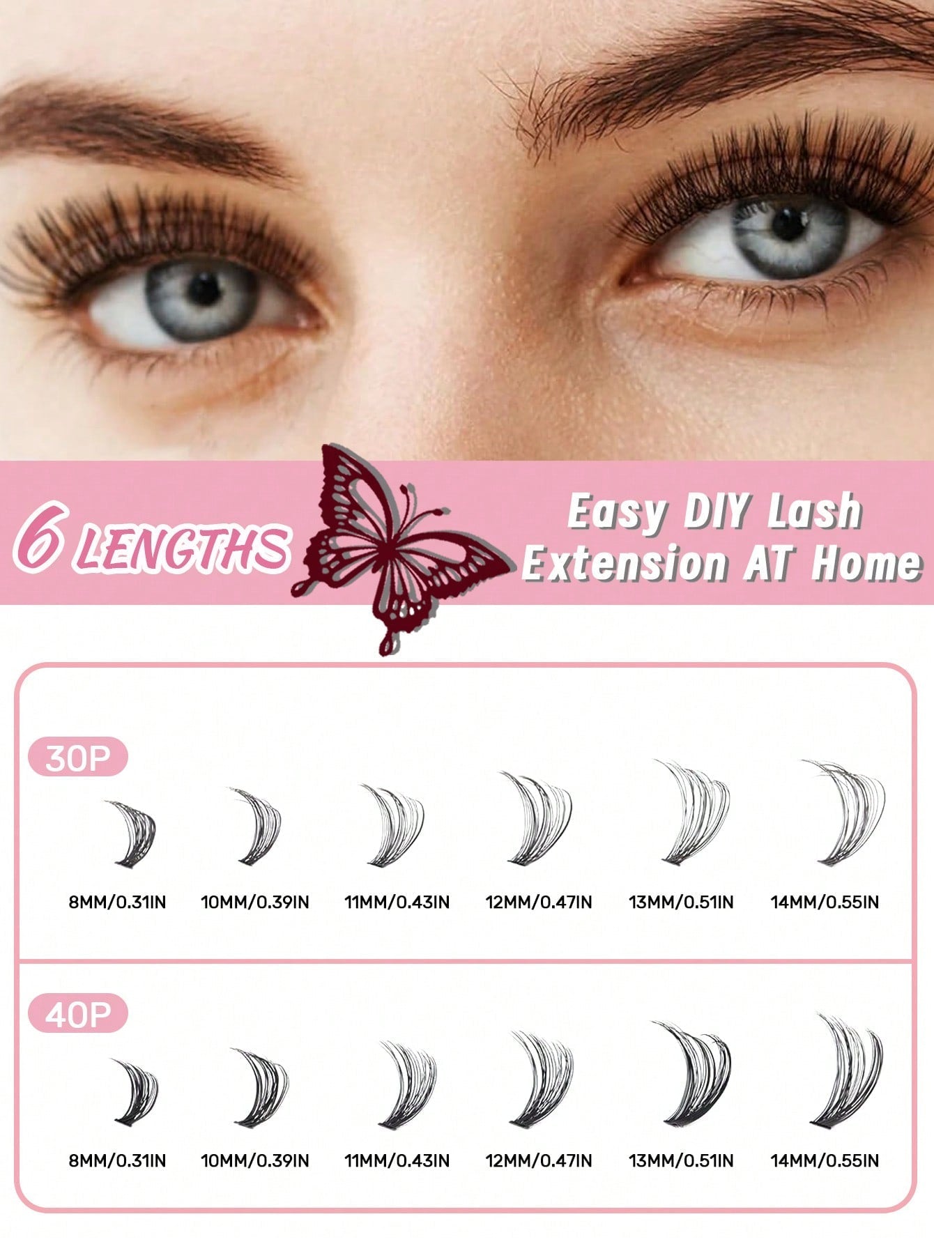 240pcs Cluster False Eyelashes With Independent Eyelash Curler, Eyelash Glue & Sealant For Diy Featuring Various Lengths And Curls