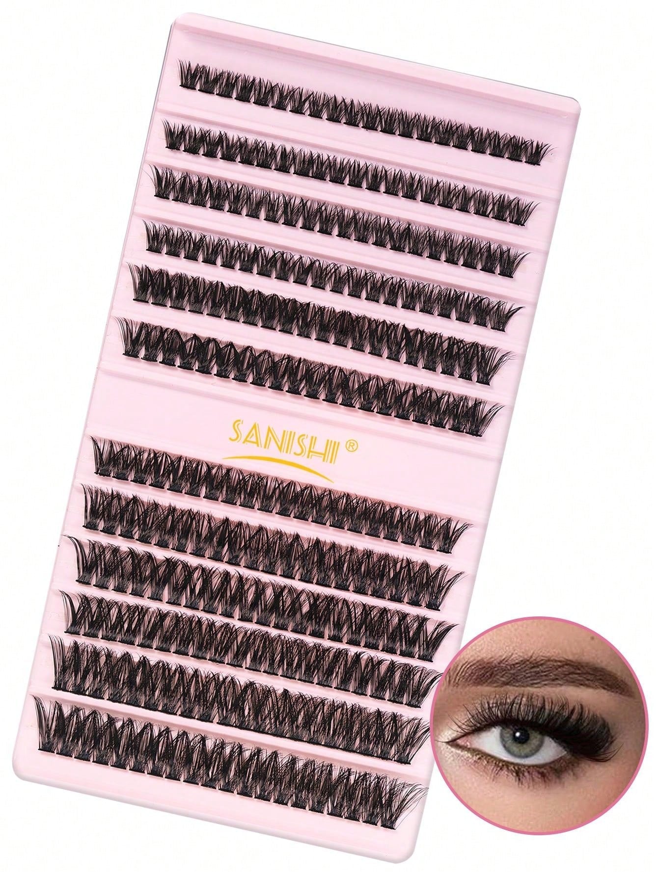 240pcs Cluster False Eyelashes With Independent Eyelash Curler, Eyelash Glue & Sealant For Diy Featuring Various Lengths And Curls