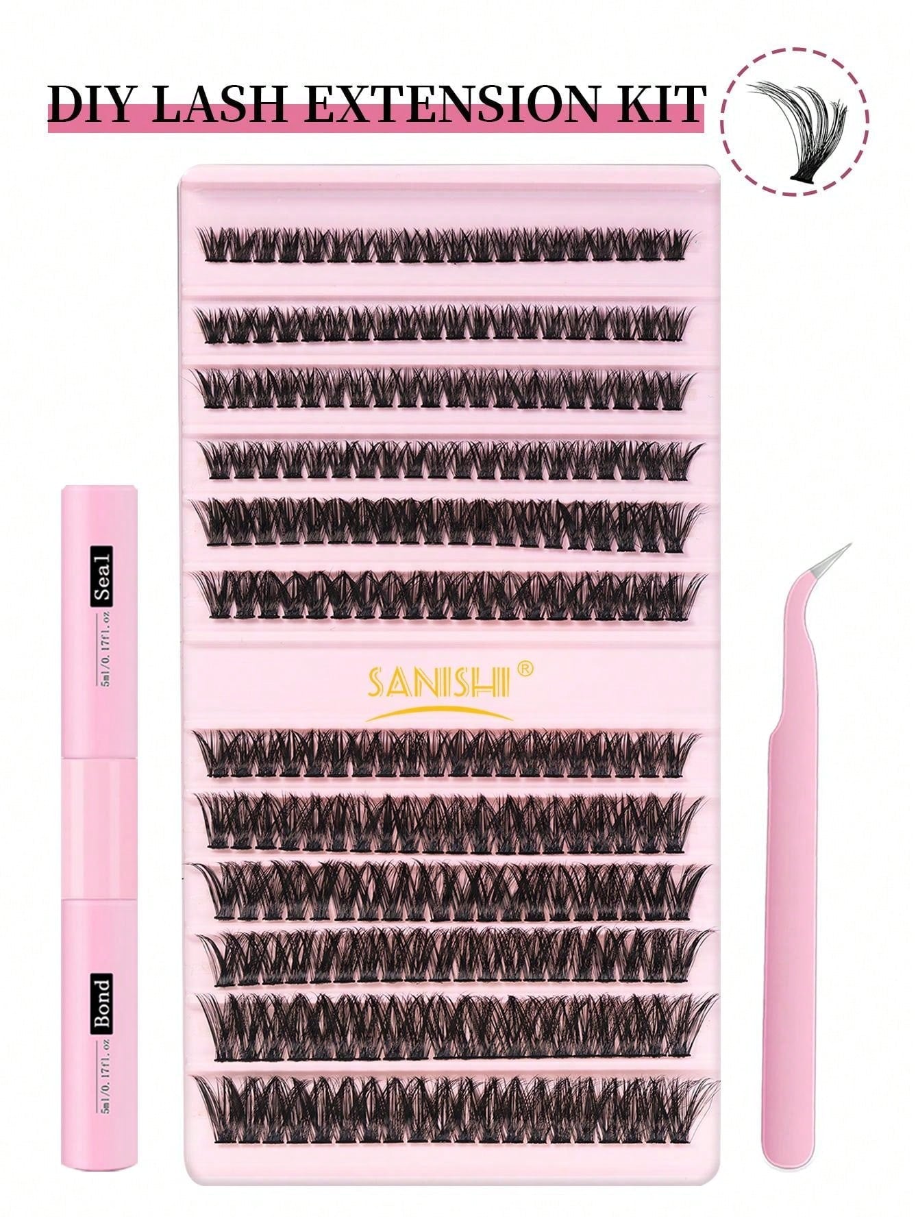 240pcs Cluster False Eyelashes With Independent Eyelash Curler, Eyelash Glue & Sealant For Diy Featuring Various Lengths And Curls