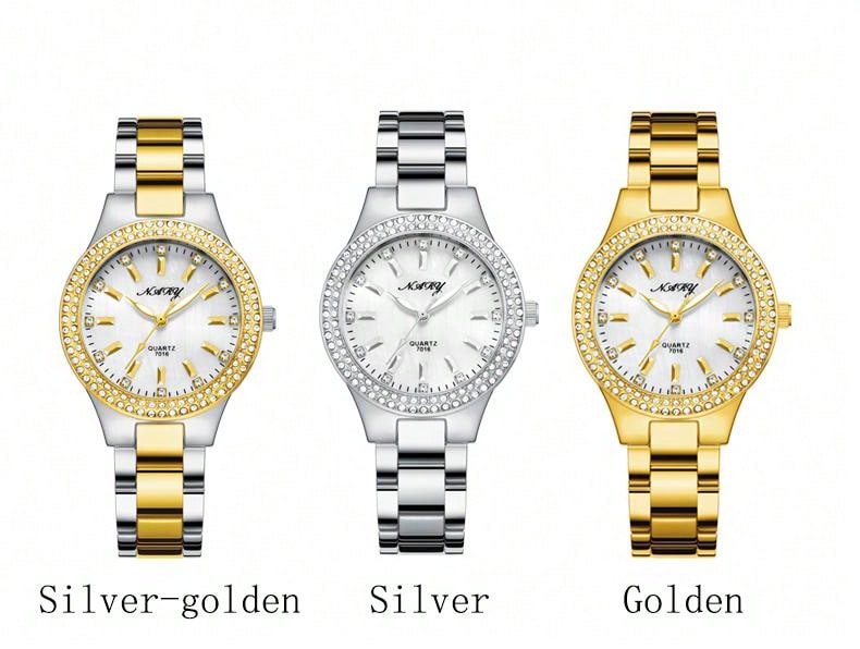 1pc Elegant & Casual Women's Watch With Shiny Rhinestones & Water-resistant Stainless Steel Strap, Suitable For Daily Life, Parties And Other Occasions