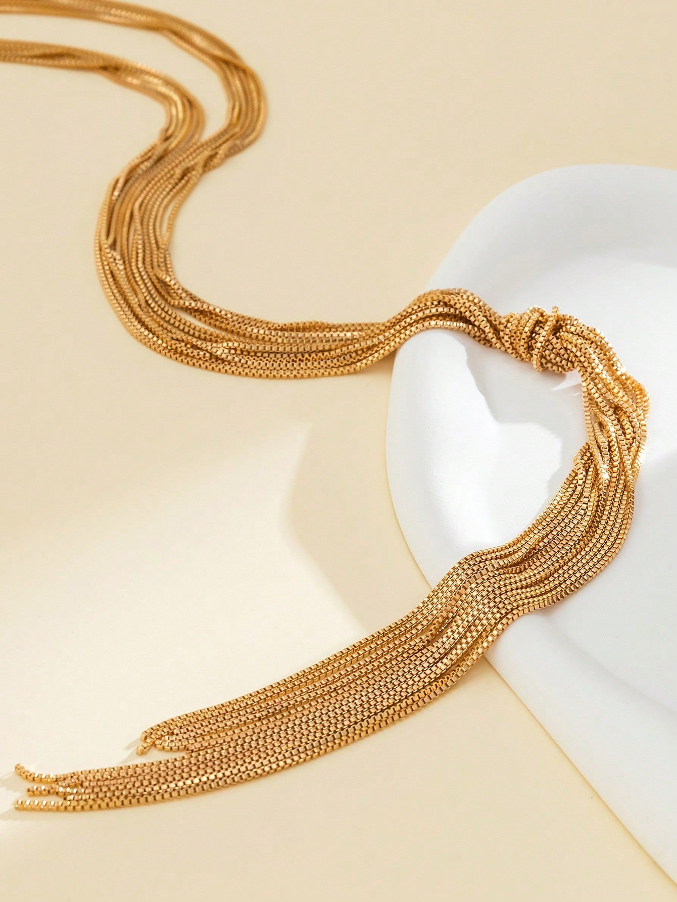 1set/2pcs Minimalist Metal Chain Necklace Set For Women, Diy Combination Gold Long Necklace