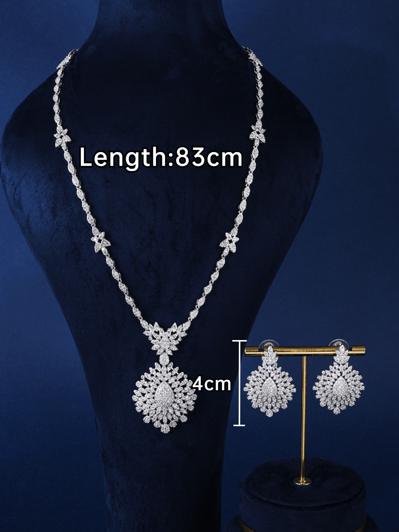 2pcs/set Women's Fashion Sweater Chain: Long Necklace And Earrings Set, Crystal & Cubic Zirconia Wedding Accessories