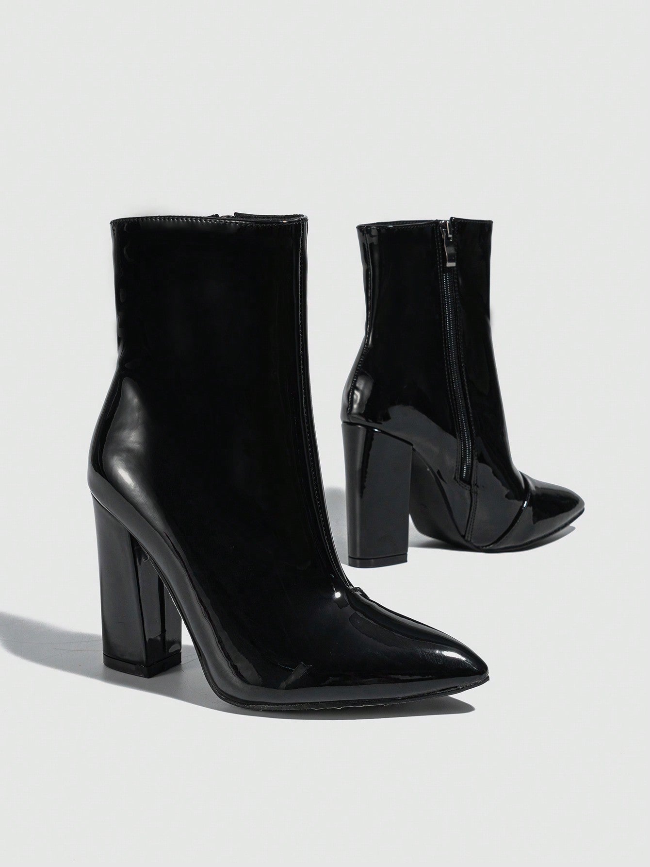 Classic Black Chunky Heel Ankle Boots