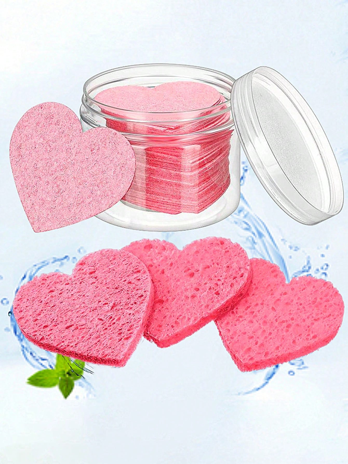 5pcs Pink Heart Shape Compressed Facial Cleaning Pad, Made Of Wood Pulp Fiber, Soft And Comfortable When Wet, Suitable For Lady Facial Cleaning, Perfect For Valentine'S Day Gift