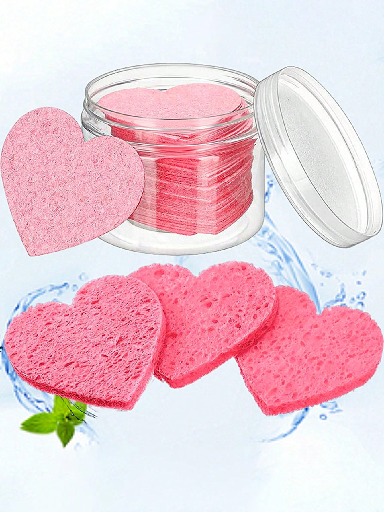 5pcs Pink Heart Shape Compressed Facial Cleaning Pad, Made Of Wood Pulp Fiber, Soft And Comfortable When Wet, Suitable For Lady Facial Cleaning, Perfect For Valentine'S Day Gift