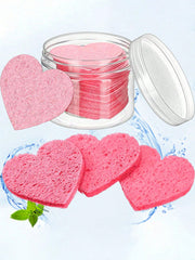 5pcs Pink Heart Shape Compressed Facial Cleaning Pad, Made Of Wood Pulp Fiber, Soft And Comfortable When Wet, Suitable For Lady Facial Cleaning, Perfect For Valentine'S Day Gift