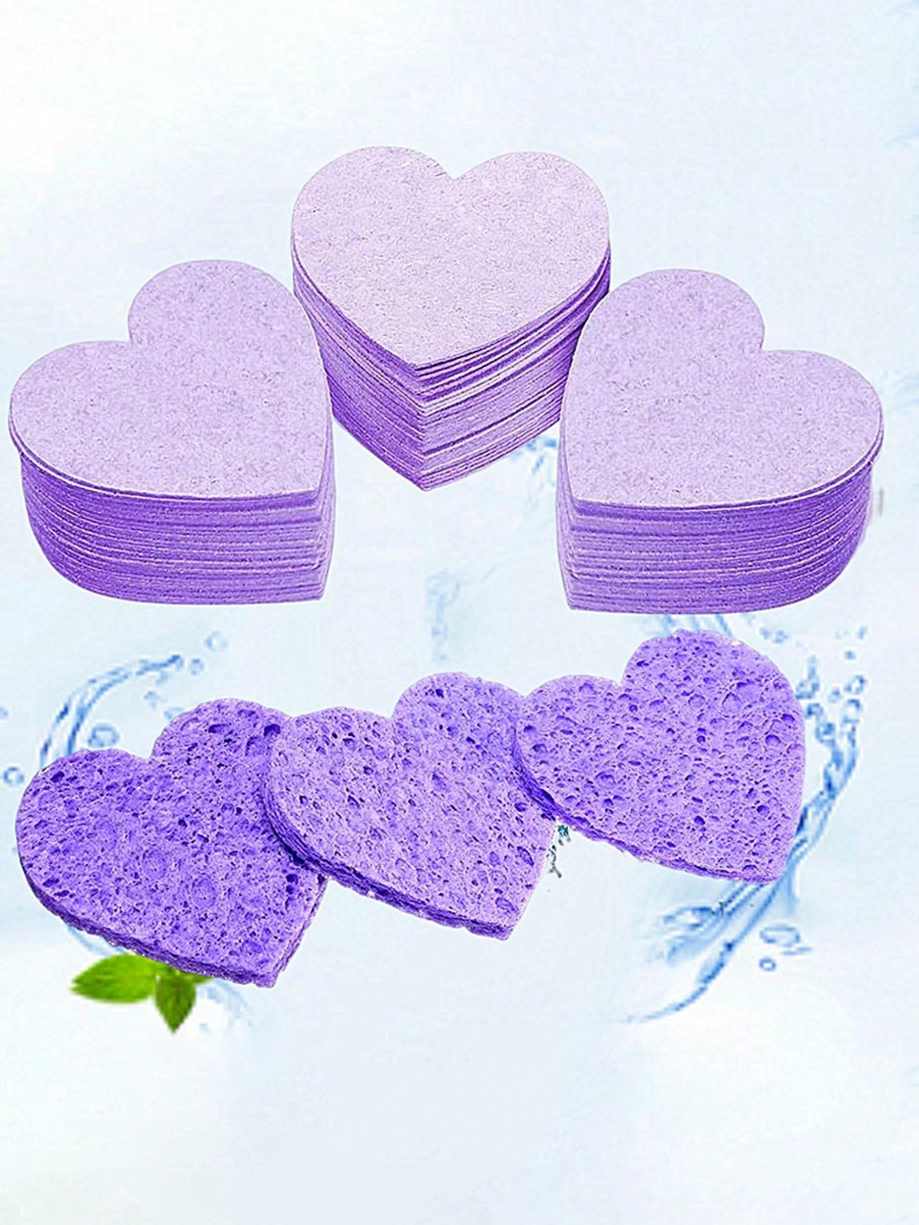 5pcs Pink Heart Shape Compressed Facial Cleaning Pad, Made Of Wood Pulp Fiber, Soft And Comfortable When Wet, Suitable For Lady Facial Cleaning, Perfect For Valentine'S Day Gift